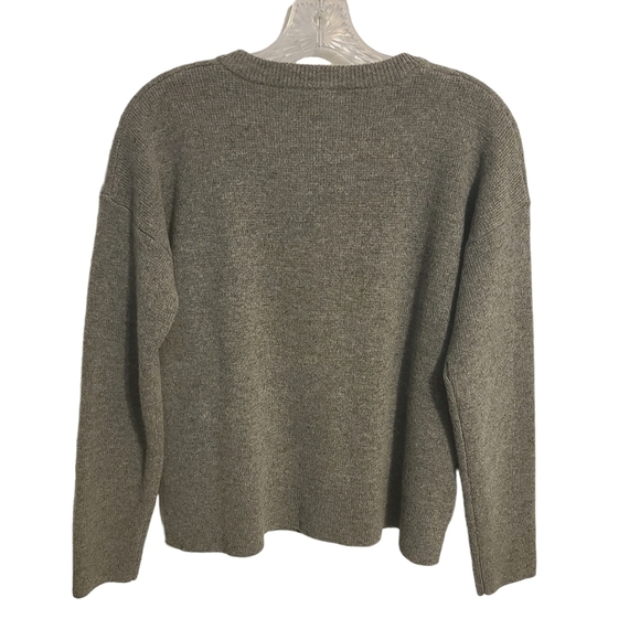 Madewell | Women's Gray 100% Wool Drawstring Lace Up Neck Sweater (Size Small) - Picture 11 of 12